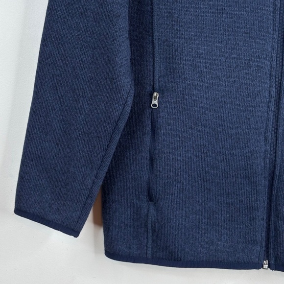 LL Bean Hooded Sweater Fleece Jacket Youth L 14-16 Hoodie Full Zip Pockets Navy - Picture 4 of 10